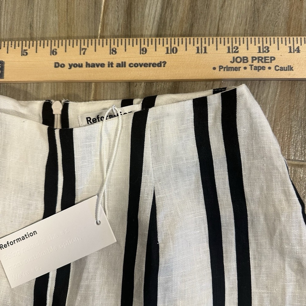 Reformation Poppy Linen Pants Size 6 Stripes Highrise Coastal Travel Preppy Twee - Picture 4 of 8